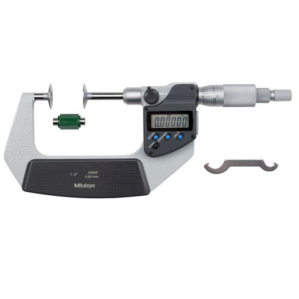 Mitutoyo Digital Disc Micrometer, IP65 Inch/Metric 1-2" Non-Rotating Spindle Disk=20mm 369-351-30