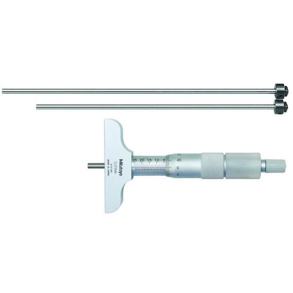 0-75mm Mitutoyo 129-110 Interchangeable Rod Depth Micrometer Gauge 63mm Base