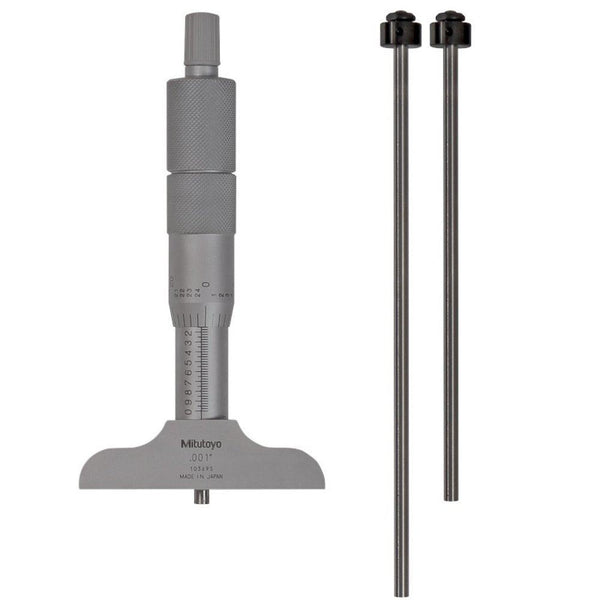 0-3" Mitutoyo 129-126 Interchangeable Rod Depth Micrometer Gauge 2.5 Inch Base