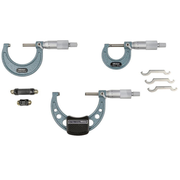 Mitutoyo Outside Micrometer Economy Design Set 0-75mm 3 pieces 0.01mm 103-927-10
