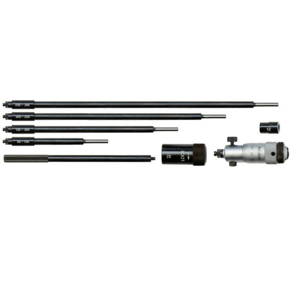 Mitutoyo Inside Micrometer Interchangeable Rods 50-300mm with 5 Rods Hardened Face 141-206