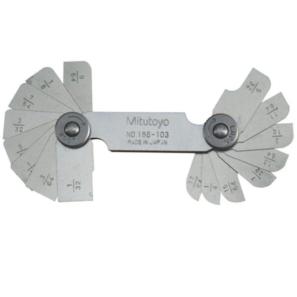 Mitutoyo Radius Gauge 1/32-17/64 Inch 16 Pairs 186-103