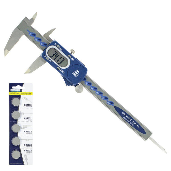 Moore and Wright Standard Digital Caliper MW110-15DBL 110 Series 0-150mm (0-6") Free Batteries